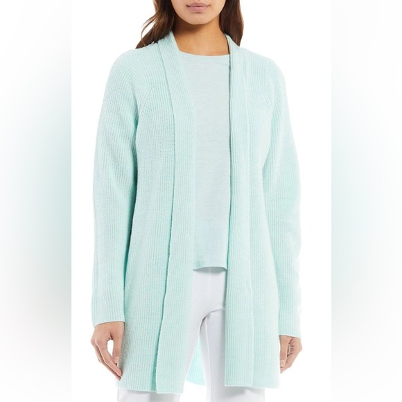 NWT Eileen Fisher 100% Merino Wool Long Cardigan Size M Clearwater Blue - Picture 2 of 6